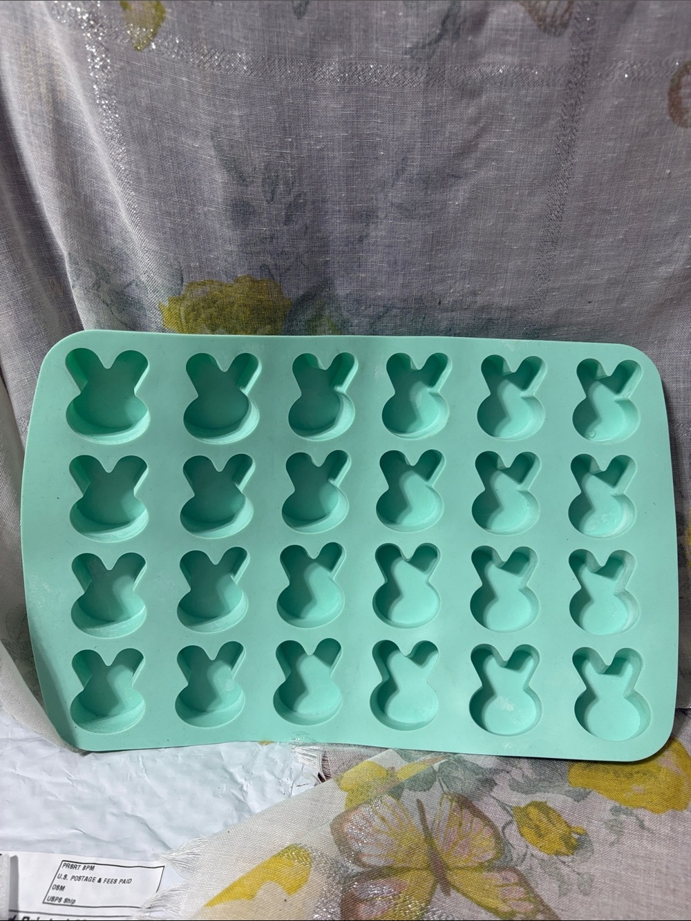 Non-Branded Mint Green Silicone Bunny Mold Tray for Baking & Candy